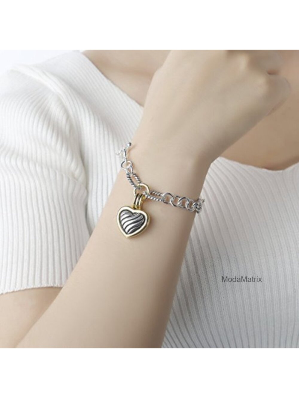 Twisted Cable Link Chain Bracelet 7.5 Inch Silver Gold Plated Toggle